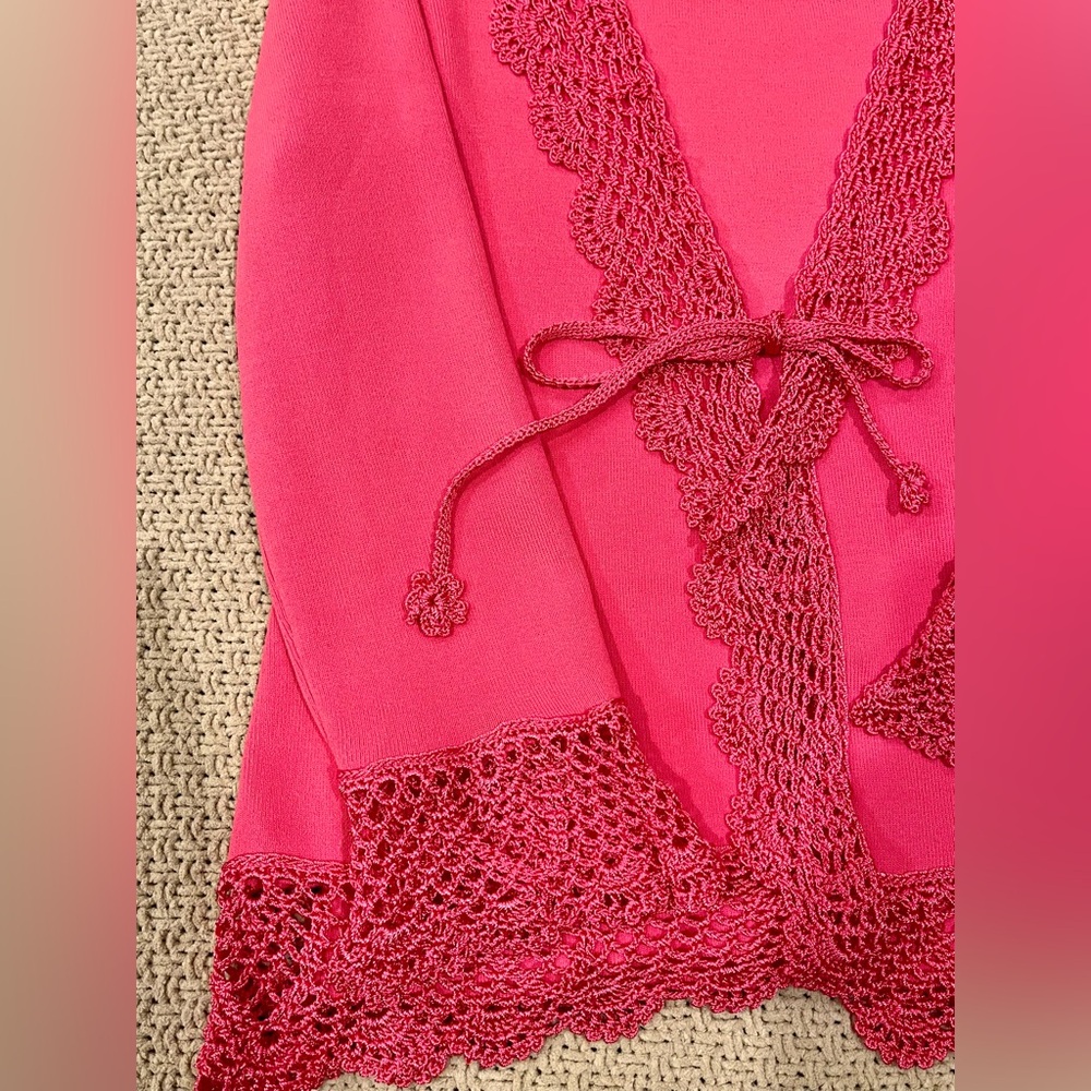 J.A.C. Pink Lace Trim Twinset Cardigan & Tank Y2K Coquette NWOT - Picture 2 of 4